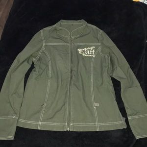 cowgirl tuff army green canvas jacket